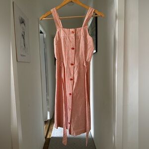 Peach gingham dress